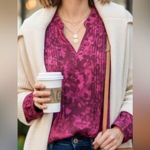 Joan Rivers Pink Patterned Blouse